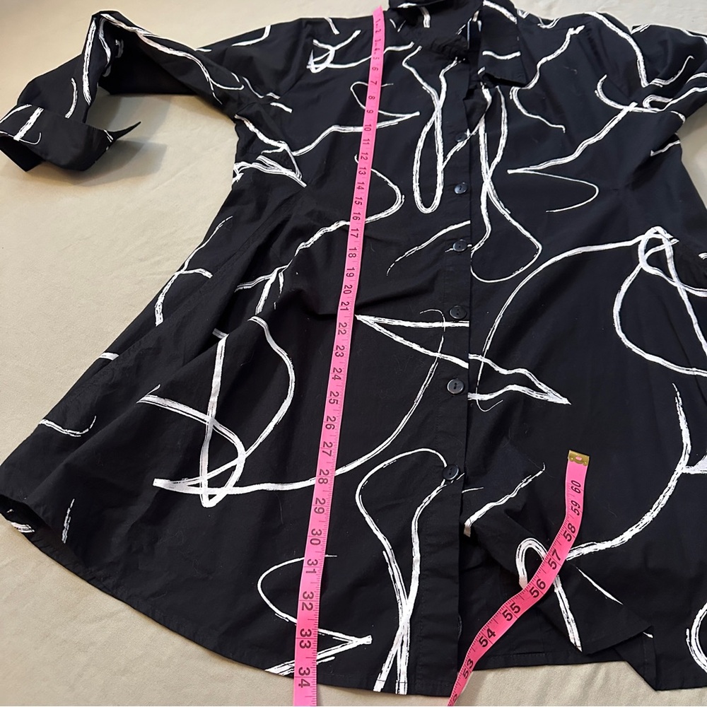 Boutique Cotton Made in India Black and White Women's Mini Dress With Pockets - Picture 10 of 11